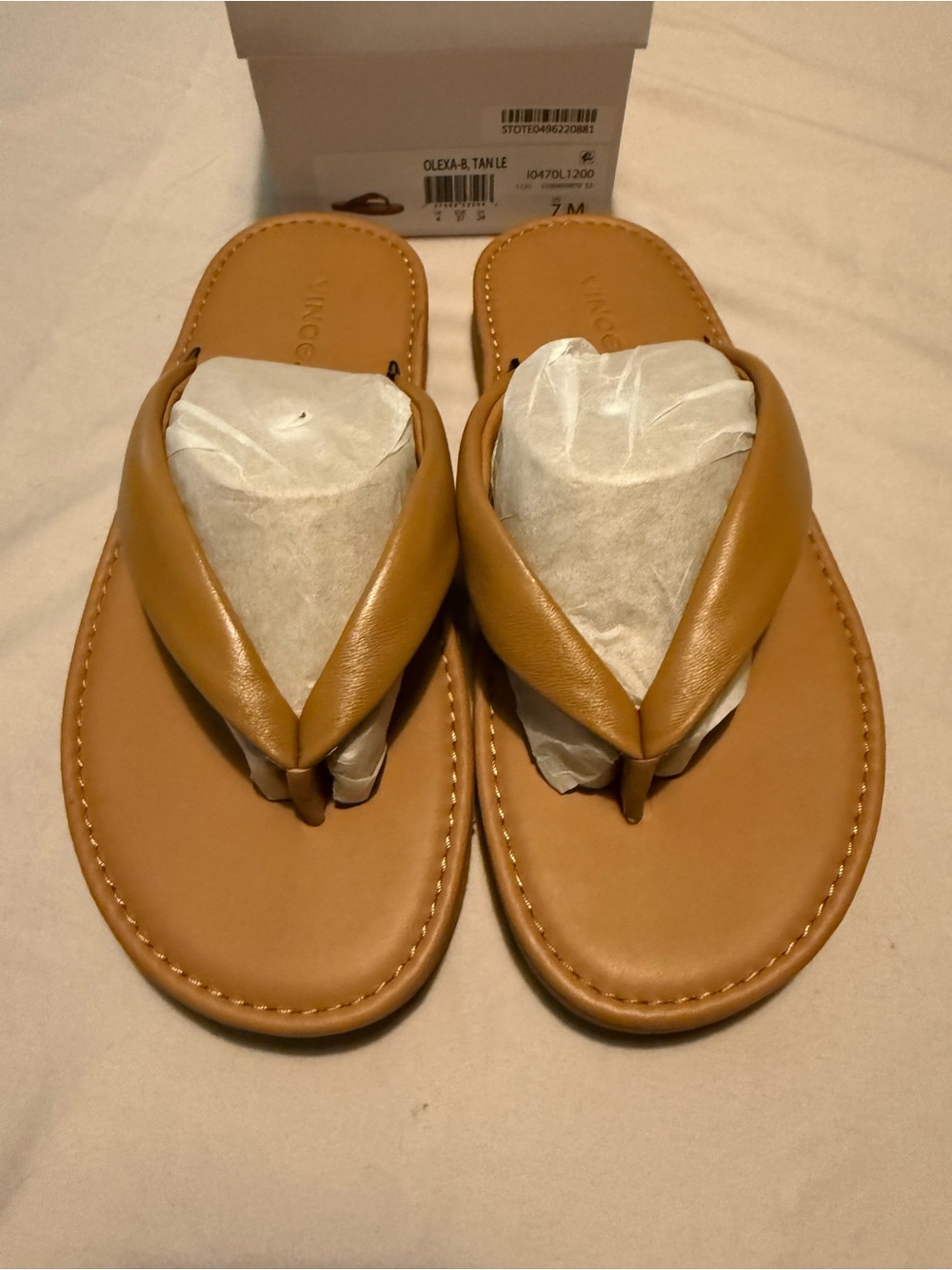 Vince Tan Leather Thong Sandals